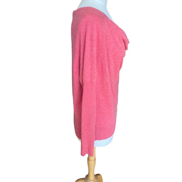 Eileen Fisher Organic Cotton Slouchy Cardigan Button Cowl Neck Barbiecore  -PS - Picture 8 of 14